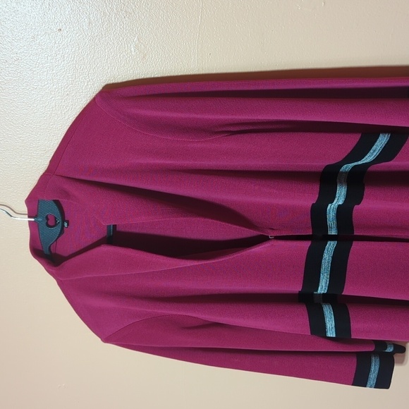 Misook 3/4 Sleeve Blazer Pink & Black Open Front Acrylic 1X - Picture 2 of 8